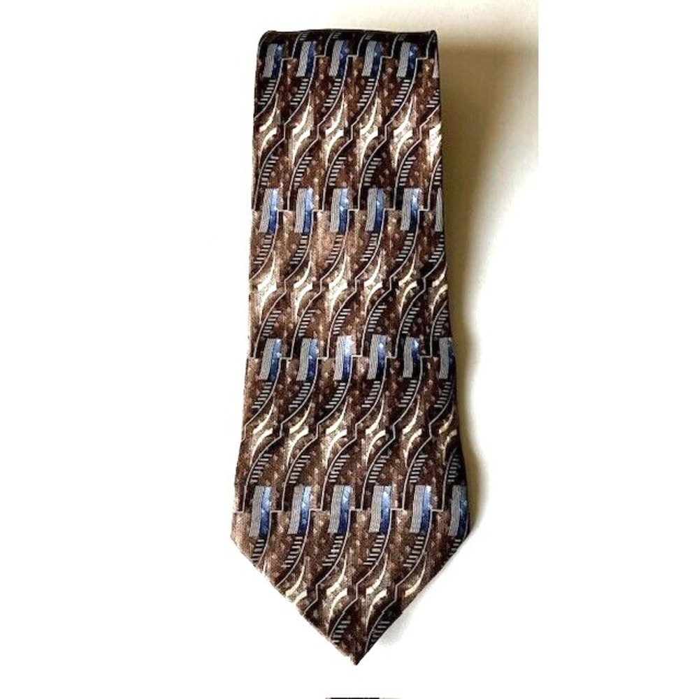 PURITAN MENS Silk Tie Brown with Blue 4 X‎ 58 Necktie